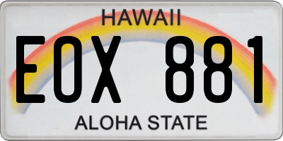 HI license plate EOX881