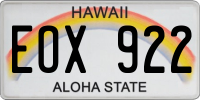HI license plate EOX922