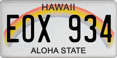 HI license plate EOX934