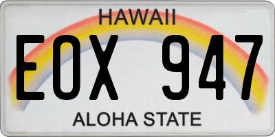 HI license plate EOX947