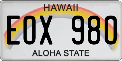 HI license plate EOX980