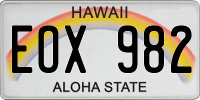 HI license plate EOX982
