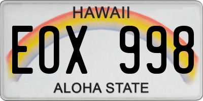 HI license plate EOX998