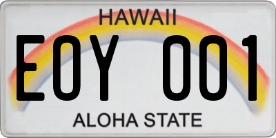 HI license plate EOY001