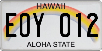 HI license plate EOY012