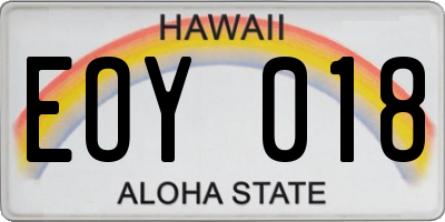HI license plate EOY018