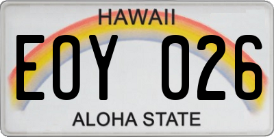 HI license plate EOY026