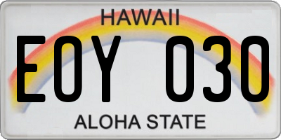 HI license plate EOY030