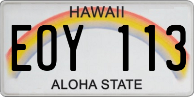 HI license plate EOY113