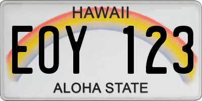 HI license plate EOY123