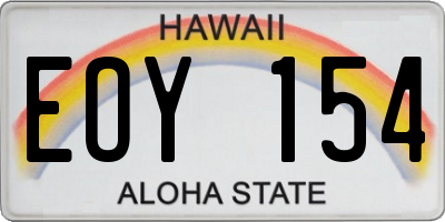 HI license plate EOY154
