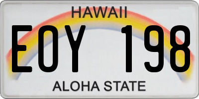 HI license plate EOY198