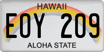 HI license plate EOY209