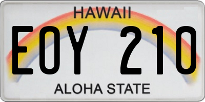 HI license plate EOY210
