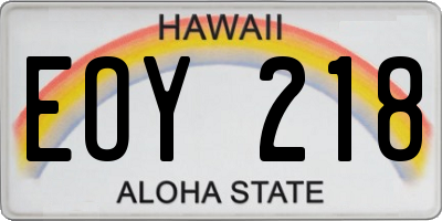 HI license plate EOY218