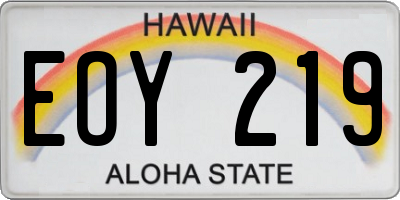 HI license plate EOY219