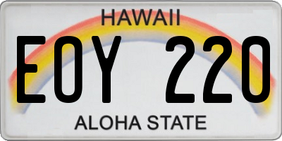 HI license plate EOY220