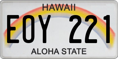 HI license plate EOY221
