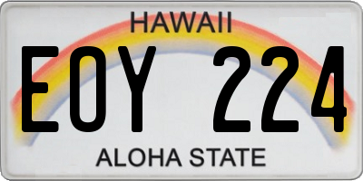 HI license plate EOY224