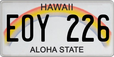 HI license plate EOY226