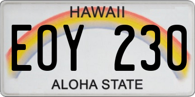 HI license plate EOY230