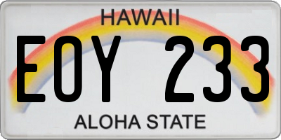 HI license plate EOY233