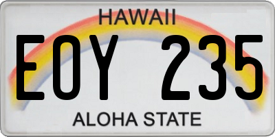 HI license plate EOY235