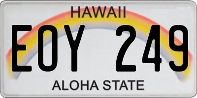 HI license plate EOY249