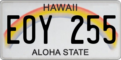 HI license plate EOY255