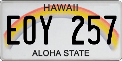HI license plate EOY257