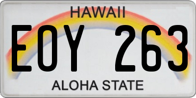 HI license plate EOY263