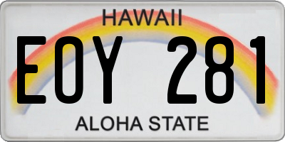 HI license plate EOY281