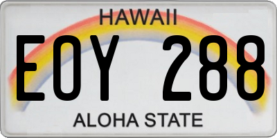 HI license plate EOY288