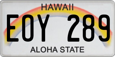 HI license plate EOY289