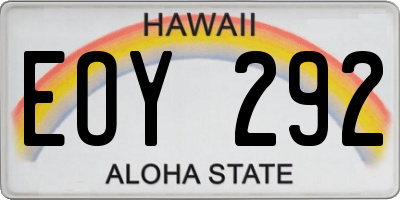 HI license plate EOY292