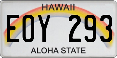 HI license plate EOY293