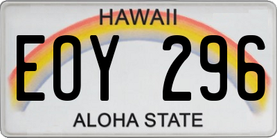 HI license plate EOY296