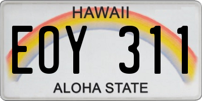HI license plate EOY311