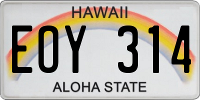HI license plate EOY314