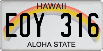 HI license plate EOY316