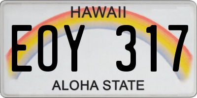 HI license plate EOY317
