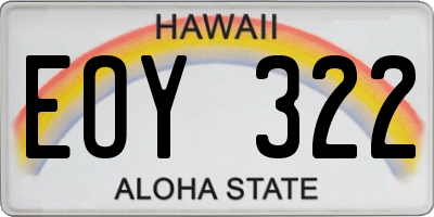 HI license plate EOY322