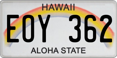 HI license plate EOY362