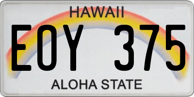 HI license plate EOY375