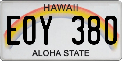 HI license plate EOY380