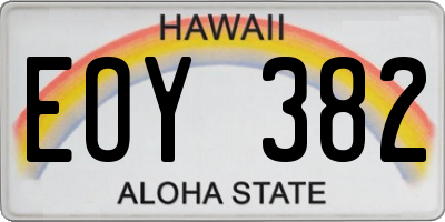 HI license plate EOY382