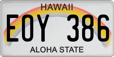 HI license plate EOY386