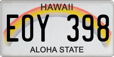 HI license plate EOY398