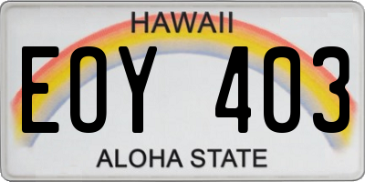 HI license plate EOY403