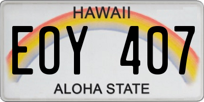 HI license plate EOY407